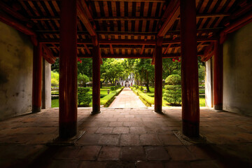 Wall Mural - view of Van Mieu Quoc Tu Giam or The Temple of Literature was constructed in 1070, first to honor Confucius and In 1076,Quoc Tu Giam as the first university of Vietnam