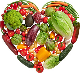 Wall Mural - Fresh vegetables in the shape of a heart