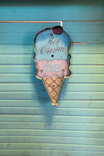 Big Ice Cream Neon Sign Over A Wall