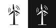 © ti555design - Rotating wind turbine vector sign. Modern wind generator icon, wind farm tower