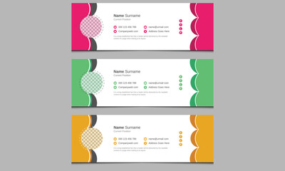 Wall Mural - Elegant clean minimal creative company corporate professional modern business email mail signature web banner design template pink orange green colors combination.