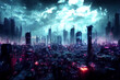 Apocalyptic Futuristic Cyberpunk City Concept Art Background Illustration