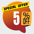 5 percent discount sign icon. Sale symbol. Special offer label