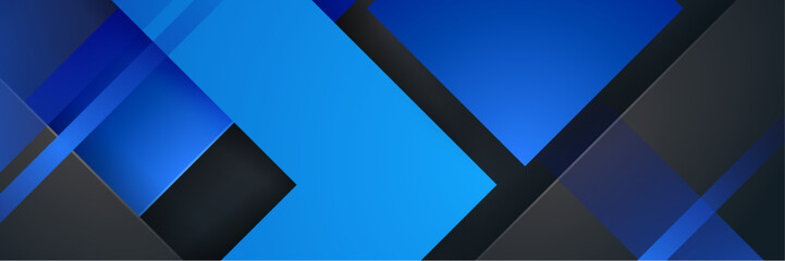 Abstract black blue banner with square