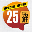 25 percent discount sign icon. Sale symbol. Special offer label