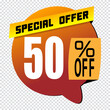50 percent discount sign icon. Sale symbol. Special offer label