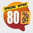 80 percent discount sign icon. Sale symbol. Special offer label

