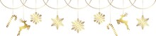 Merry Christmas And Happy New Year Celebration Gold Hanging Star, Ball Png File For Decoration