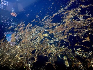 Sticker - Beautiful planet earth with yellow city lights visible from the space