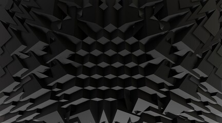 Abstract black background geometric pattern 3d render