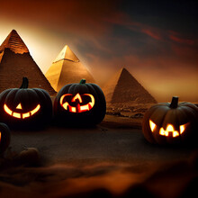 Pyramids Halloween Pumpkin In The Dark
