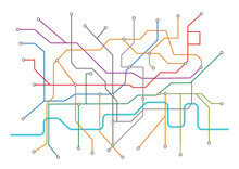 London Underground Map. Schemes Of Travel And Trip Around City, Public Transport. Graphic Element For Website, Infographics. DLR And Crossrail. Concept Of Cartography. Cartoon Flat Vector Illustration