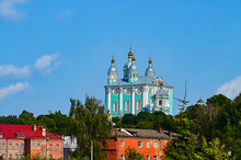 Cathedral Of The City Of Smolensk, Close-up. Painting Imitation