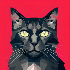 Naklejka na meble Cat Face Illustration Digital Drawing Wpap Art Style