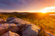 © Lenspiration - Rocky mountaintop overlooking Lake Dunmore and forest at sunset during autumn