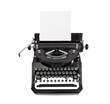 Old manual typewriter with blank paper isolated.