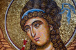 Detail of byzantine or orthodox mosaic icon depicting the head of an Angel.