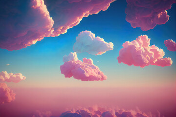 Poster - pink clouds and blue sky background