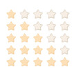 Ocena produktu lub recenzja klienta. Złote gwiazdki - żółte ikony wektorowe dla aplikacji i stron internetowych. Ranking, feedback, doświadczenie użytkownika, poziom satysfakcji klienta.