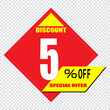 5 percent discount sign icon. Sale symbol. Special offer label