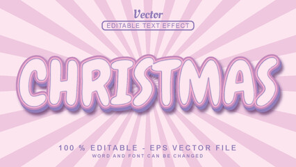 Wall Mural - Editable 3d text effect Christmas fun style isolated on light pink background