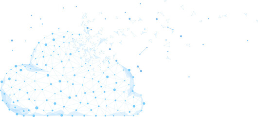 Poster - Cloud computing network technology polygon dot connected line with icon : Concept of cloud server, Storage and data