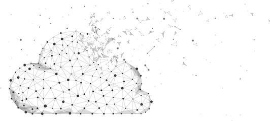 Poster - Cloud computing network technology polygon dot connected line with icon : Concept of cloud server, Storage and data