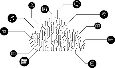 Poster - Cloud computing network technology from circuit board graphic with icon Concept of cloud server, Storage and data