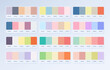 Trendy pastel colour guide palette catalogue. Future color trend in RGB Hex. Palette Guide with Hex color code swatches.