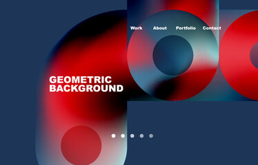 Website landing page abstract geometric background. Circles and round shapes. Web page for website or mobile app wallpaper