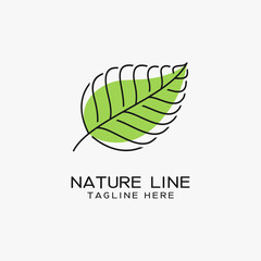 Wall Mural - Nature leaf line art logo design