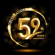 59th Anniversary Logo, Template design for anniversary celebration with golden ring and text, vector illustration