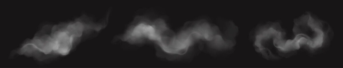 realistic smoke clouds, white cigarette steam, speed trail or dust, flow mist, puff, smog or haze is