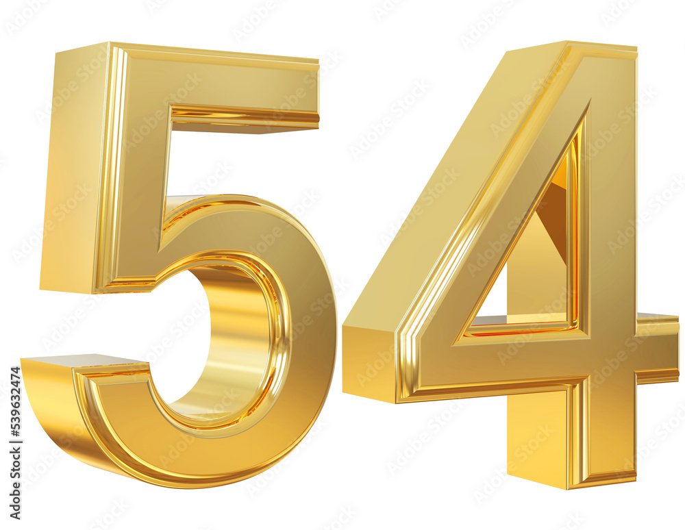 Number 54 Rip 3d number 54 gold Stock Illustration | Adobe Stock