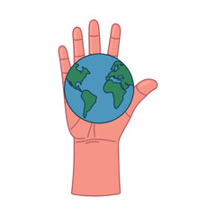 Sticker - hand with planet