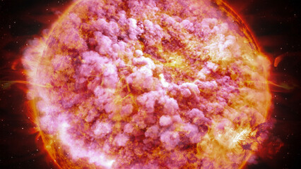 Wall Mural - end of the planet earth. explosion and puffs of clouds. 3d illustration. elements of this image furn
