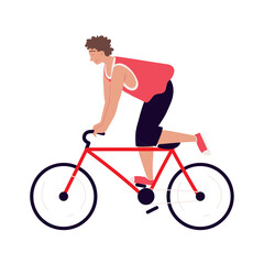 Wall Mural - young man riding bicycle