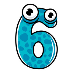 Poster - 6.Funny Monsters Colorful Numbers, Cute Fantasy Aliens in the Shape of Numerals. Cartoon numbers from 0 to 9 icons are made in the form of human figures with big eyes and face. Arabic numerals. Vector