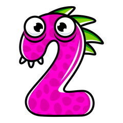Poster - 2.Funny Monsters Colorful Numbers, Cute Fantasy Aliens in the Shape of Numerals. Cartoon numbers from 0 to 9 icons are made in the form of human figures with big eyes and face. Arabic numerals. Vector