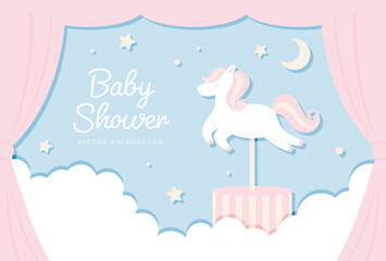 Wall Mural - vector background with a merry-go-round in the sky for banners, baby shower cards, flyers, social media wallpapers, etc.