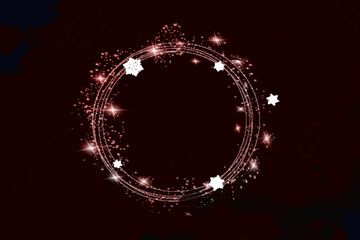 Wall Mural - Christmas Snowfall. The circle of snowflakes sparkling transparent beautiful snow isolated on black background Lettering
