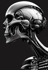 Wall Mural - 3D illustration of a fantasy human skull as a concept of science fiction