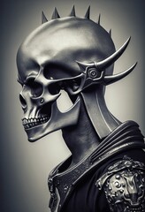 Wall Mural - 3D illustration of a fantasy human skull as a concept of science fiction