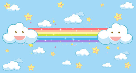 Wall Mural - Cute pastel rainbow background