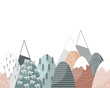 Cute seamless border pattern with doodle hand drawn mountains. Creative children texture for kids textiles, fabrics, decor, wallpapers. Modern cartoon style vector illustration