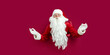 © ZaStock - Santa Claus peeks through a paper hole and meditates. Christmas advertising concept and sales