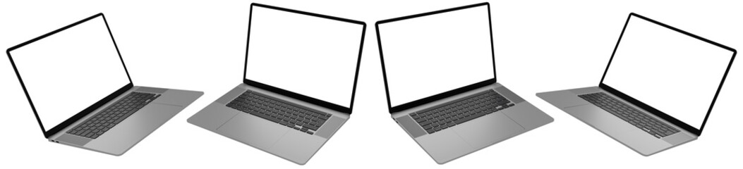 Laptop mock up with transparent screen isolated