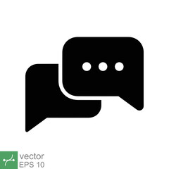 Wall Mural - Chat icon. Simple solid style. Speech bubble, conversation, dialog, forum, discussion, message, help, chatting concept. Glyph vector illustration isolated on white background. EPS 10.