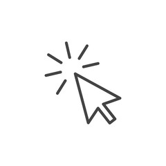 Mouse pointer arrow clicked or cursor click line art icon for apps and websites