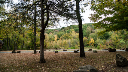 Devils Den State Park, Northwest Arkansas,  scenic mountain in autumn